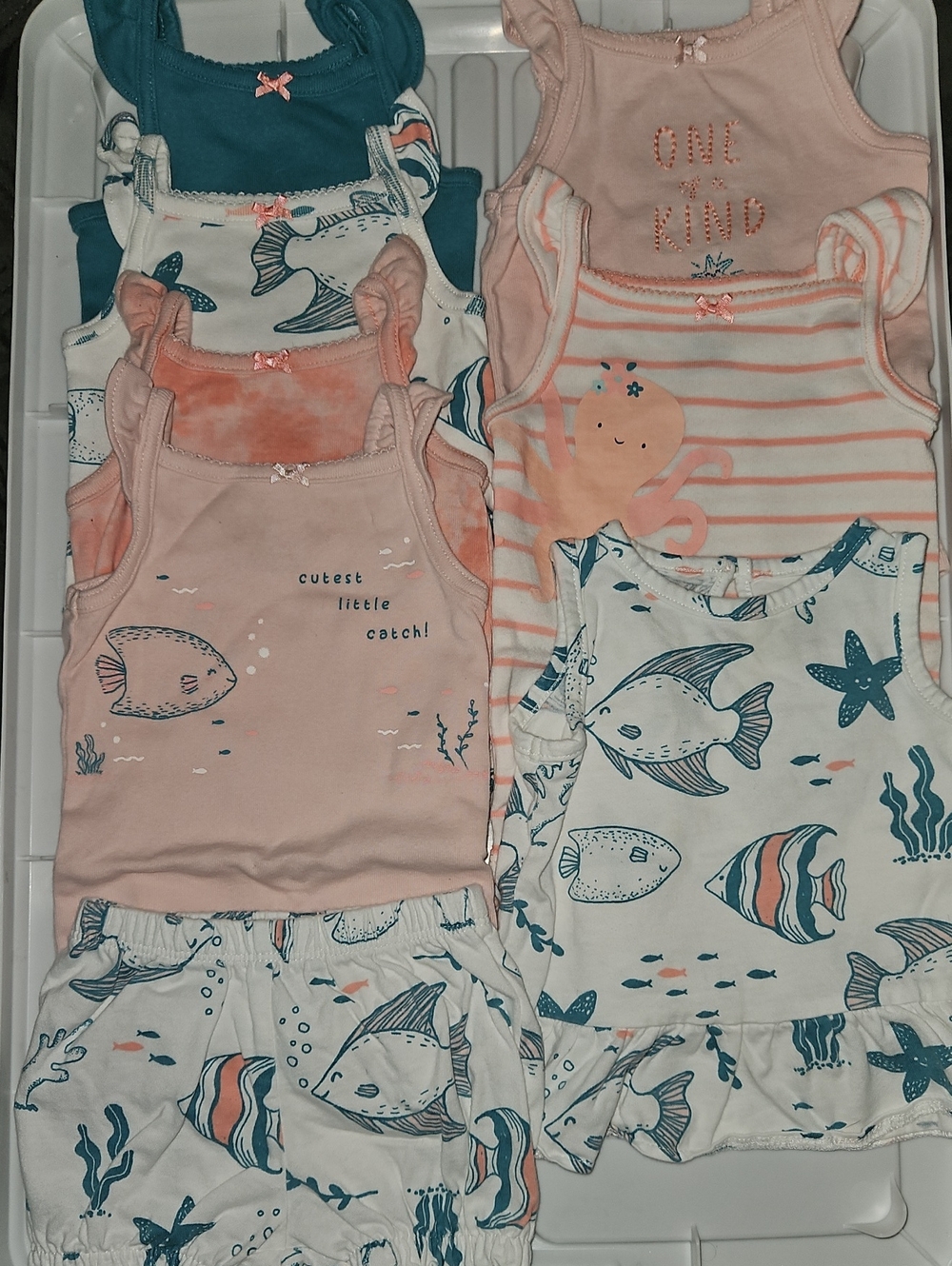 Baby Girls' Sea Life Tank Top & Shorts Set - Pink & Teal